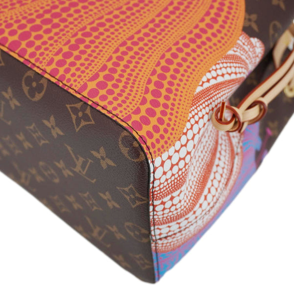 LOUIS VUITTON LV X YK Kusama Pumpkin Neonoe MM Monogram Canvas Crossbody Bag Brown
