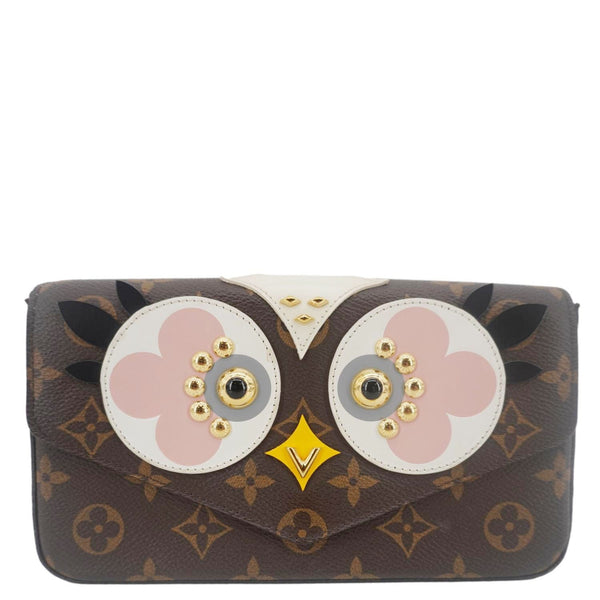 LOUIS VUITTON Pochette Felicie Owl Monogram Chain Crossbody Bag Rose Ballerine