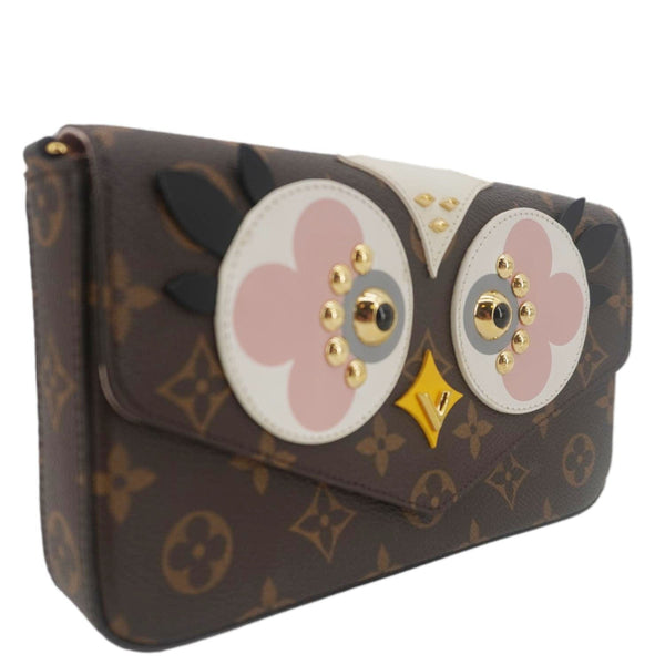 LOUIS VUITTON Pochette Felicie Owl Monogram Chain Crossbody Bag Rose Ballerine
