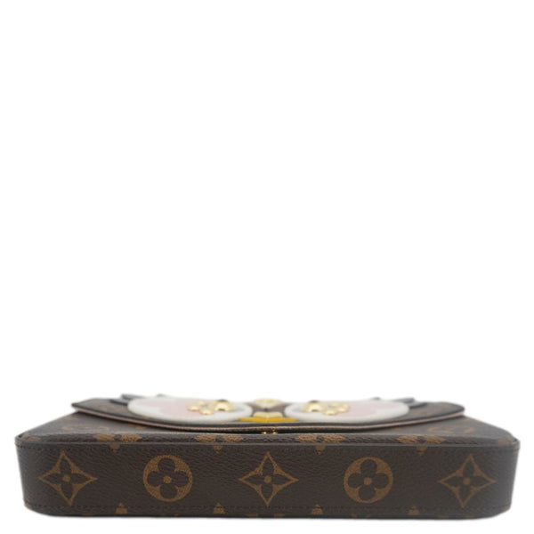 LOUIS VUITTON Pochette Felicie Owl Monogram Chain Crossbody Bag Rose Ballerine