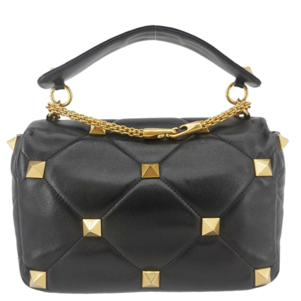 VALENTINO Garavani Roman Stud Medium Leather Crossbody Bag Black