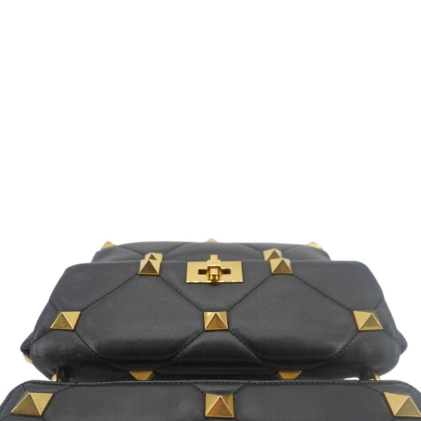 VALENTINO Garavani Roman Stud Medium Leather Crossbody Bag Black