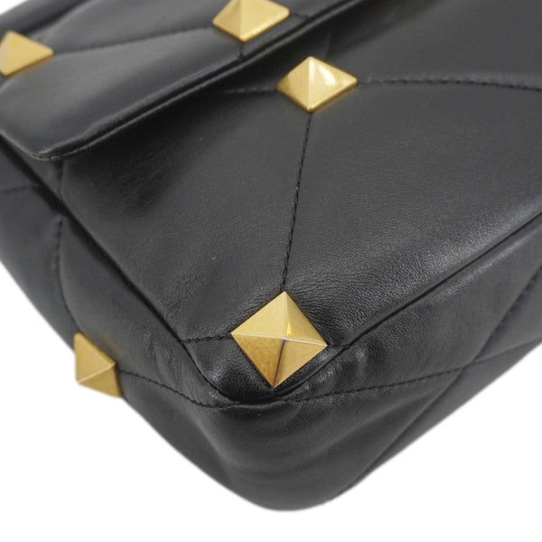 VALENTINO Garavani Roman Stud Medium Leather Crossbody Bag Black