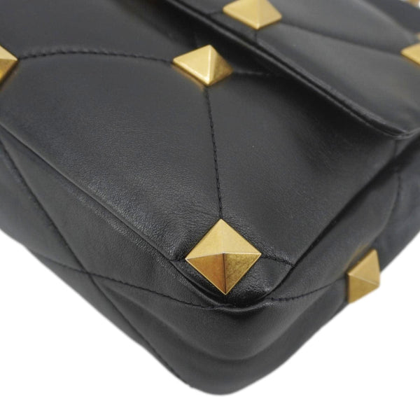 VALENTINO Garavani Roman Stud Medium Leather Crossbody Bag Black