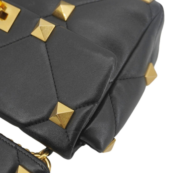 VALENTINO Garavani Roman Stud Medium Leather Crossbody Bag Black
