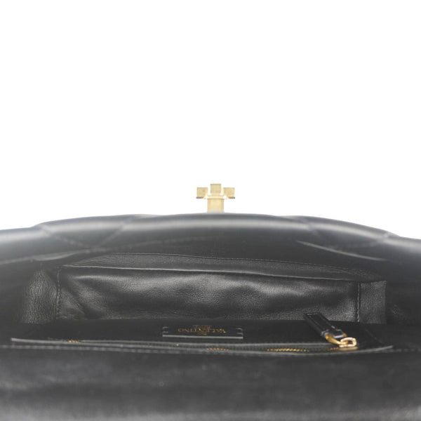 VALENTINO Garavani Roman Stud Medium Leather Crossbody Bag Black
