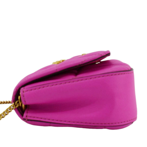 VERSACE Virtus Quilted Leather Chain Crossbody Bag Shock Pink