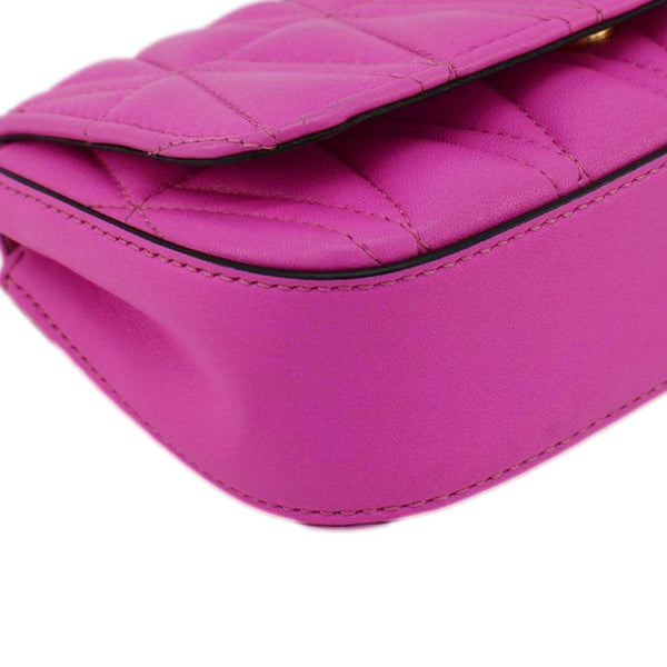 VERSACE Virtus Quilted Leather Chain Crossbody Bag Shock Pink
