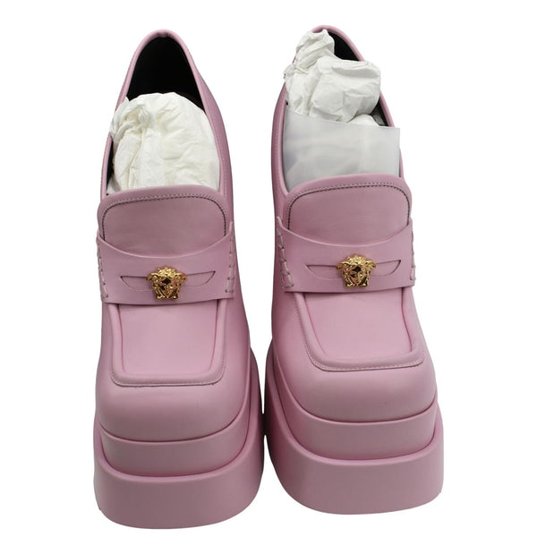 VERSACE Juno Platform Leather Pumps Pink Size 36 1/2