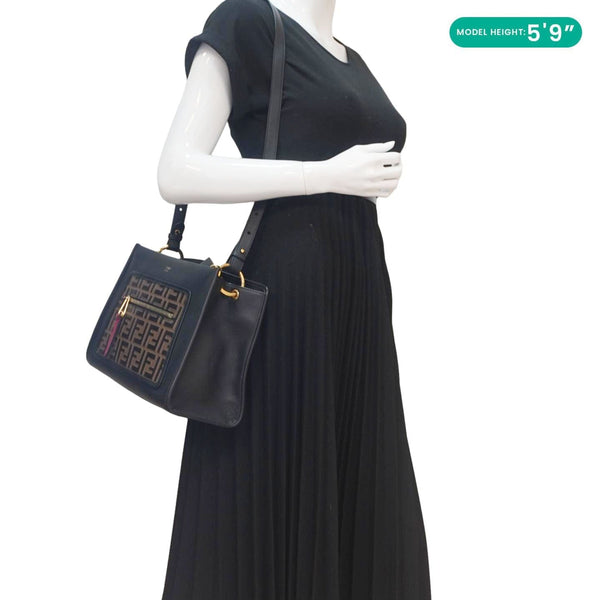 FENDI Runaway Logo Nappa Leather Shoulder Bag Tricolor