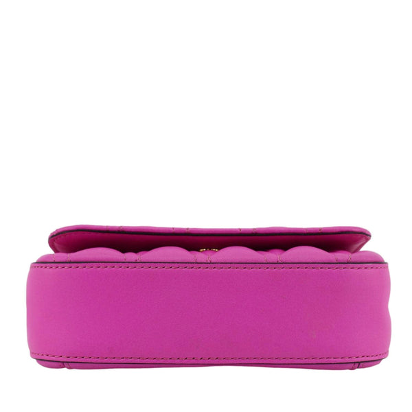 VERSACE Virtus Quilted Leather Chain Crossbody Bag Shock Pink