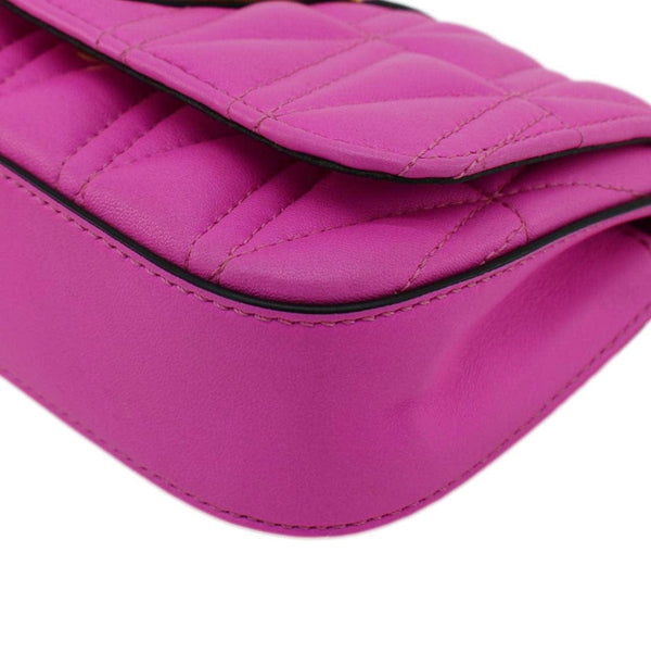 VERSACE Virtus Quilted Leather Chain Crossbody Bag Shock Pink