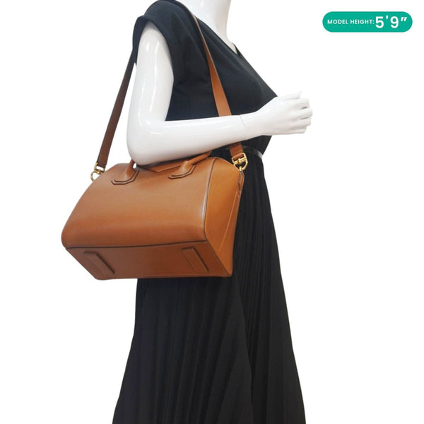GIVENCHY Antigona Small Leather Satchel Shoulder Bag Brown