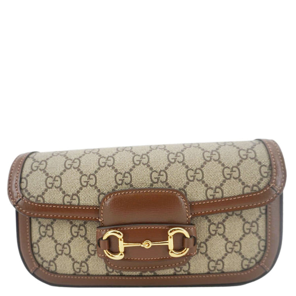 GUCCI Horsebit 1955 Small GG Supreme Canvas Shoulder Bag Beige 735178