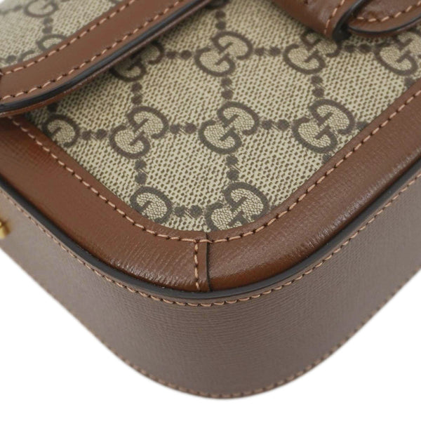 GUCCI Horsebit 1955 Small GG Supreme Canvas Shoulder Bag Beige 735178