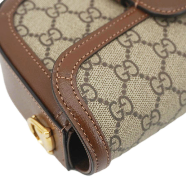 GUCCI Horsebit 1955 Small GG Supreme Canvas Shoulder Bag Beige 735178