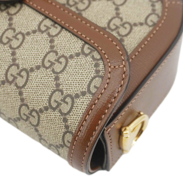 GUCCI Horsebit 1955 Small GG Supreme Canvas Shoulder Bag Beige 735178