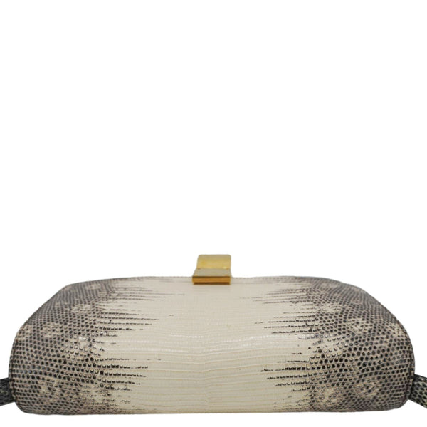 CELINE Classic Box Medium Lizard Leather Shoulder Bag Natural