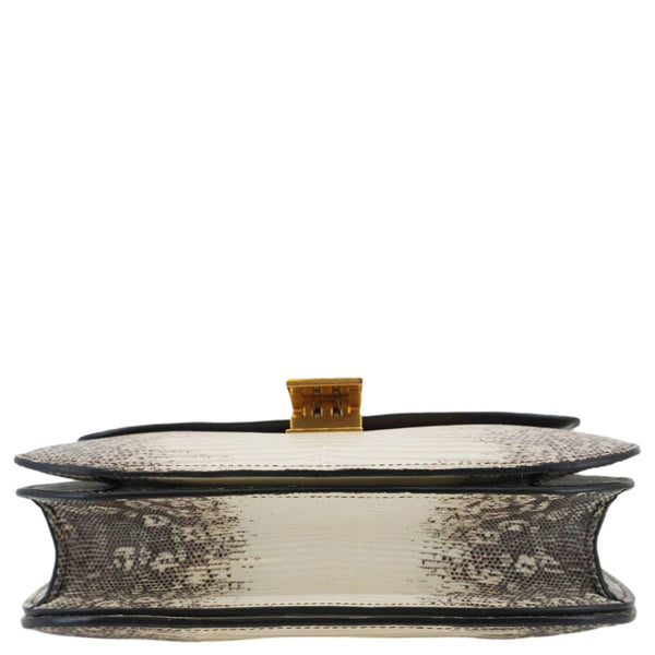 CELINE Classic Box Medium Lizard Leather Shoulder Bag Natural