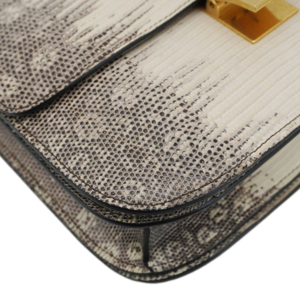 CELINE Classic Box Medium Lizard Leather Shoulder Bag Natural