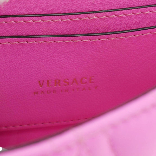 VERSACE Virtus Quilted Leather Chain Crossbody Bag Shock Pink