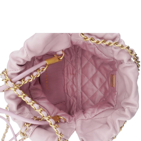 CHANEL 22 Mini Shiny Calfskin Leather Chain Crossbody Bag Pink