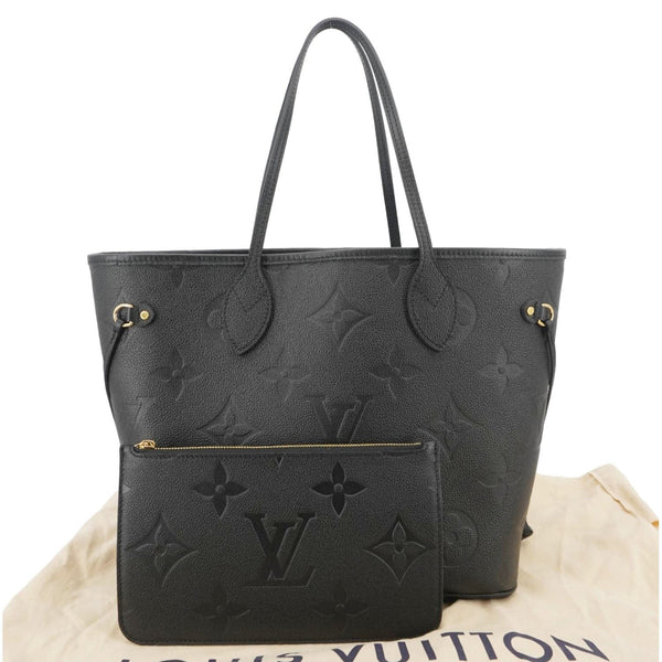 LOUIS VUITTON Neverfull MM Empreinte Leather Tote Shoulder Bag Black