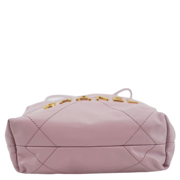 CHANEL 22 Mini Shiny Calfskin Leather Chain Crossbody Bag Pink