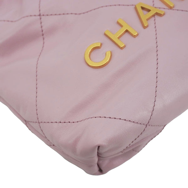 CHANEL 22 Mini Shiny Calfskin Leather Chain Crossbody Bag Pink