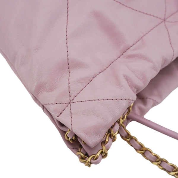 CHANEL 22 Mini Shiny Calfskin Leather Chain Crossbody Bag Pink