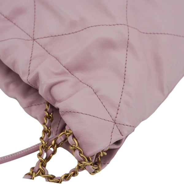 CHANEL 22 Mini Shiny Calfskin Leather Chain Crossbody Bag Pink