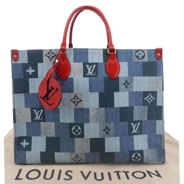 LOUIS VUITTON Onthego GM Autres Toiles Monogram Denim Shoulder Bag Blue
