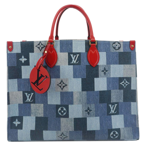 LOUIS VUITTON Onthego GM Autres Toiles Monogram Denim Shoulder Bag Blue