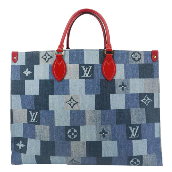 LOUIS VUITTON Onthego GM Autres Toiles Monogram Denim Shoulder Bag Blue