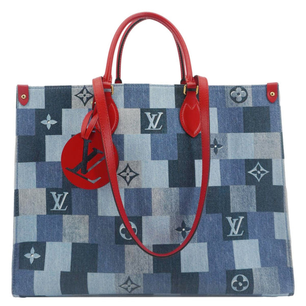 LOUIS VUITTON Onthego GM Autres Toiles Monogram Denim Shoulder Bag Blue