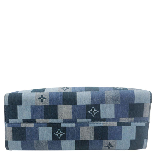 LOUIS VUITTON Onthego GM Autres Toiles Monogram Denim Shoulder Bag Blue