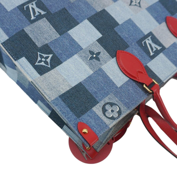 LOUIS VUITTON Onthego GM Autres Toiles Monogram Denim Shoulder Bag Blue