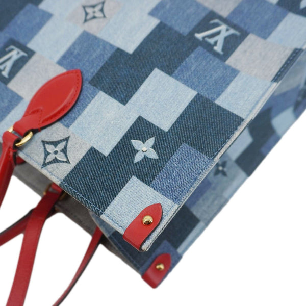 LOUIS VUITTON Onthego GM Autres Toiles Monogram Denim Shoulder Bag Blue