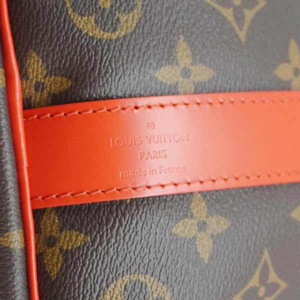 LOUIS VUITTON Keepall Bandoulière 50 Monogram Canvas Travel Bag Coquelicot
