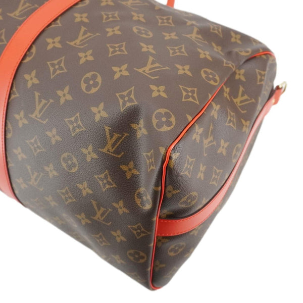 LOUIS VUITTON Keepall Bandoulière 50 Monogram Canvas Travel Bag Coquelicot