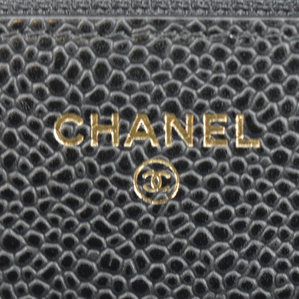 CHANEL Woc Caviar Leather Wallet On Chain Clutch Bag Black