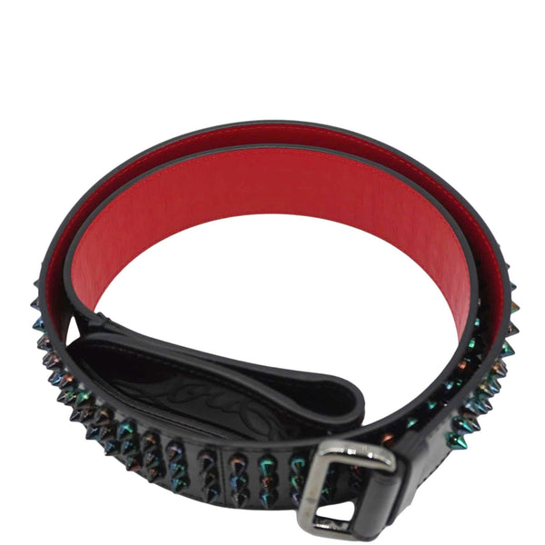 CHRISTIAN LOUBOUTIN Loubi Spiked Leather Belt Black Size 100.40