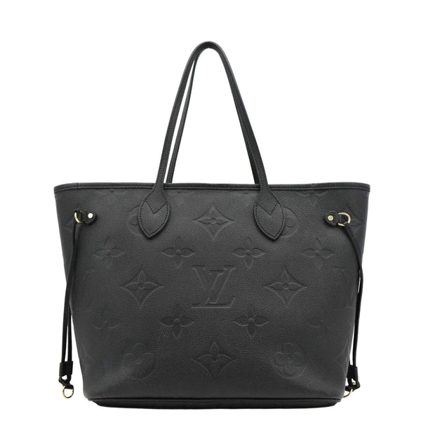 LOUIS VUITTON Neverfull MM Empreinte Leather Tote Shoulder Bag Black
