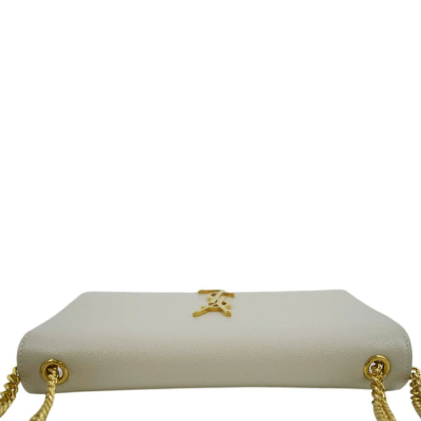 YVES SAINT LAURENT Kate Leather Chain Clutch Crossbody Bag White