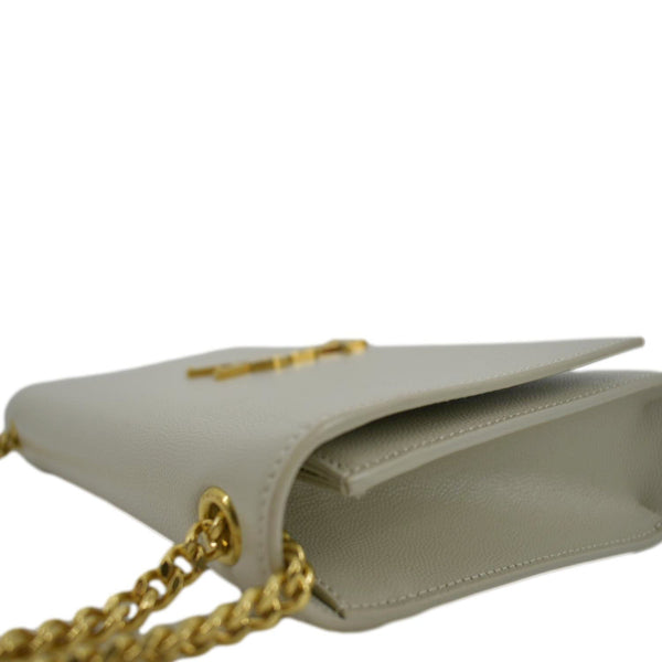 YVES SAINT LAURENT Kate Leather Chain Clutch Crossbody Bag White