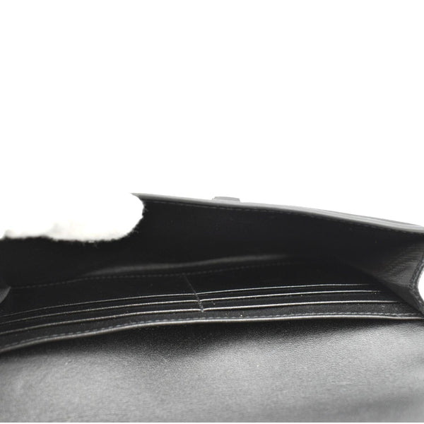 CHRISTIAN DIOR Long Saddle Leather Crossbody Chain Wallet Black