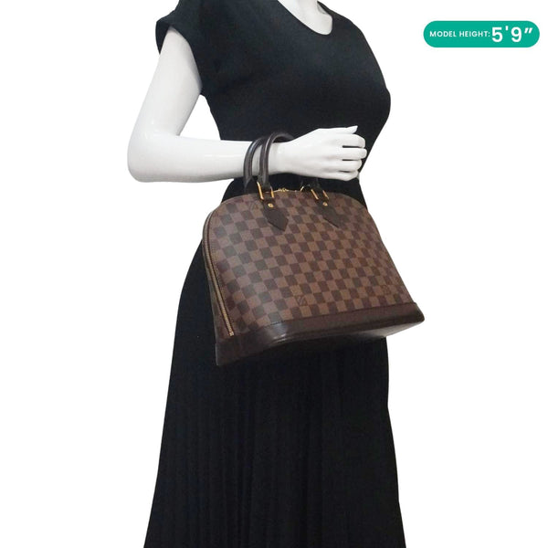 LOUIS VUITTON Alma PM Damier Ebene Satchel Bag Brown