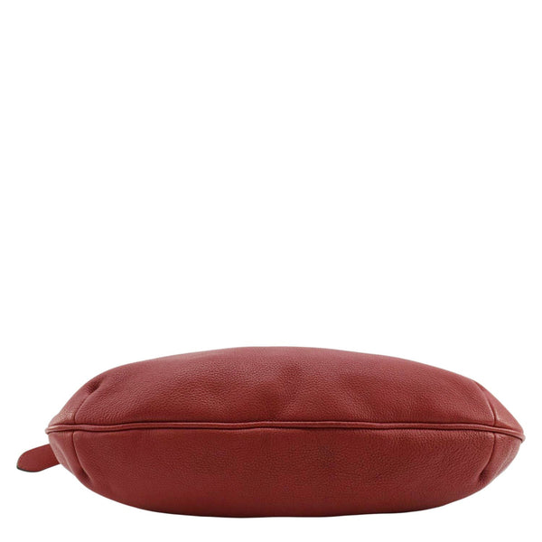 GUCCI Half Moon Logo Calfskin Leather Hobo Shoulder Bag Red 523588