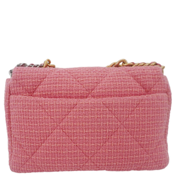 CHANEL 19 Flap Medium Quilted Tweed Shoulder Bag Rose Pink