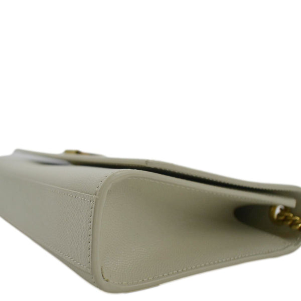 YVES SAINT LAURENT Kate Leather Chain Clutch Crossbody Bag White